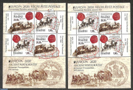 Romania 2020 Europa, Old Postal Roads  2 S/s, Mint NH, History - Various - Europa (cept) - Post - Maps - Adverstising - Neufs