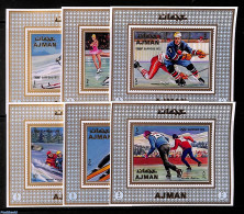 Ajman 1970 Olympic Winter Games 6 S/s, Imperforated, Mint NH, Sport - (Bob) Sleigh Sports - Ice Hockey - Olympic Winte.. - Invierno