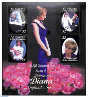 Saint Vincent 2003 Princess Diana 4v M/s, Mint NH, History - Charles & Diana - Kings & Queens (Royalty) - Koniklijke Families
