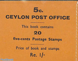 Sri Lanka (Ceylon) 1951 Booklet With 20 5c Stamps, Mint NH, Stamp Booklets - Unclassified