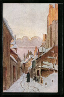 Künstler-AK Riga, Lärmstrasse Im Winter 1918  - Lettonia