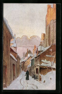 Künstler-AK Riga, Lärmstrasse Im Winter 1918  - Lettland