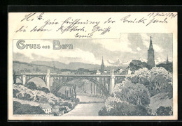 AK Bern, Brücke Mit Ortspartie  - Berna