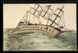 Künstler-AK Handgemalt: Segelschiff Bei Hohem Seegang  - 1900-1949