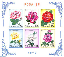 Korea, North 1979 Roses 6v M/s, Imperforated, Mint NH, Nature - Flowers & Plants - Roses - Korea (Nord-)