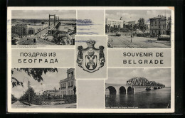 AK Belgrade, Le Pont De Zemun Sur La Save, La Place De Wilson & La Gare, Pancevacki Most  - Servië