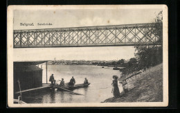 AK Belgrad, Ruderboot An Der Savebrücke  - Servië