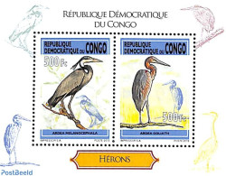Congo Dem. Republic, (zaire) 2013 Herons 2v M/s, Mint NH, Nature - Birds - Other & Unclassified