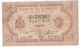 Algerie Bougie Sétif. Chambre De Commerce. 50 Centimes 1915 Serie 69 N° 07981, Billet Colonial Circulé - Argelia