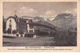 COMBLOUX - Terrasses Du Grand Hôtel Des Alpes Françaises Et La Pointe Percée - état - Combloux