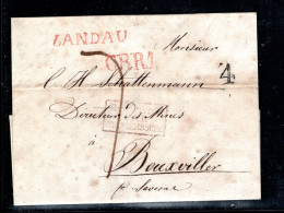 1829 , " LANDAU " Roter L1 Und Rot "CBR.! " Je Sehr Klar , Kpl. Brief Nach Frankreich  #224 - Briefe U. Dokumente
