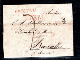 1829 , " LANDAU " Roter L1 Und Rot "CBR.! " Je Sehr Klar , Kpl. Brief Nach Frankreich  #224 - Covers & Documents