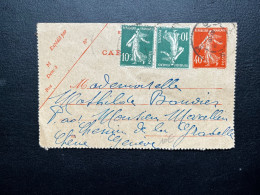 40c ENTIER CARTE LETTRE & 2X10c SEMEUSE / GEX AIN POUR GENEVE  / 1929 - Kartenbriefe