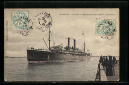 AK St-Nazaire, L`arrievée Du Paquebot Transatlantique La Navarre  - Steamers