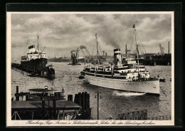AK Hamburg, Passagierschiff Cap Arcona Und Seebäderdampfer Cobra Bei Den Landungsbrücken  - Steamers