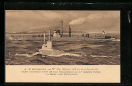 AK U-Boot U. 15 über Wasser & Im Tauchzustande  - Guerre