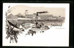 Lithographie Rheindampfer Lohengrin In Fahrt  - Autres & Non Classés