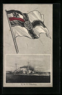 AK Kriegsschiff SMS Oldenburg, Reichskriegsflagge  - Guerra