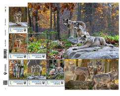 Ukraine 2024, Fauna, Wolves, Art, Sheetlet Of 6v - Ucraina