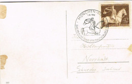 ALLEMAGNE DEUTSCHLAND CARTE POSTALE CHEVAL MUNCHEN  MUNICH CAD 1936 US COURANT - Cartas & Documentos