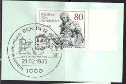 Berlin Poste Obl Yv:694 Mi:731 Wilhelm Von Humboldt Homme D'Etat (TB Cachet à Date) Sur Fragment - Usados