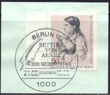 Berlin Poste Obl Yv:693 Mi:730 Bettina Von Arnim Ecrivain Sur Fragment (TB Cachet à Date) - Gebraucht