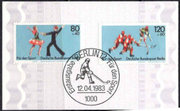 Berlin Poste Obl Yv:659/660 Pour Le Sport Danse & Hockey Sur Glace (TB Cachet à Date) Sur Fragment 12-4-83 - Oblitérés