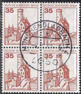 Berlin Poste Obl Yv:632 Mi:673A Schloss Lichtenstein (Beau Cachet Rond) Bloc De 4 - Used Stamps