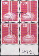 Berlin Poste Obl Yv:630 Mi:669 Brauanlage Bloc De 4 (Beau Cachet Rond) - Used Stamps