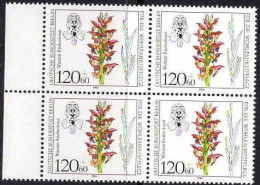 Berlin Poste N** Yv:688 Mi:727 Wanzen-Knabenkraut Orchis Coriophora Bloc De 4 Bord De Feuille - Unused Stamps