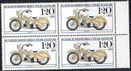 Berlin Poste N** Yv:658 Mi:697 Mars 1925 Moto Bloc De 4 Bord De Feuille - Neufs