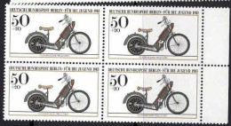Berlin Poste N** Yv:655 Mi:694 Fûr Die Jugend Hildebrand & Wolfmuller Bloc De 4 Bord De Feuille - Unused Stamps