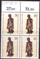 Berlin Poste N** Yv:619 Mi:657 Richard Scheibe Kniende Flora Bloc De 4 Bord De Feuille - Unused Stamps
