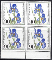 Berlin Poste N** Yv:614 Mi:653 Sibirische Schwertlilie Iris Sibirica Bloc De 4 Bord De Feuille - Nuevos