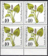 Berlin Poste N** Yv:611 Mi:650 Schlangenwurz Calla Palustris Bloc De 4 Bord De Feuille - Unused Stamps
