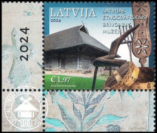 Latvia Lettland Lettonie 2024 (08) Open Air Ethnographic Museum - 100 Years (corner Stamp) - Latvia