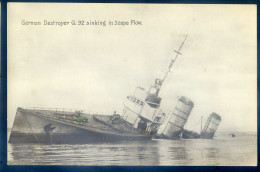 Cpa Carte Photo German Destroyer G.92 Sinking In Scapa Flow Orkney Sabordage Flotte Allemande Dont Hindenburg   STEP168 - Warships