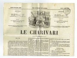 75 PARIS Journal LA CHARIVARI Du 08/03/1864  Droit Fiscal De Timbre De 6 C SEINE Journal Complet TTB - Zeitungsmarken (Streifbänder)