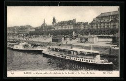 AK Rouen, Embarcadère Des Bateaux De La Bouille Et Le Quai De Paris  - Autres & Non Classés