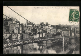 CPA Puy-l`Évêque, Le Pont Suspendu Et La Vue Générale  - Other & Unclassified