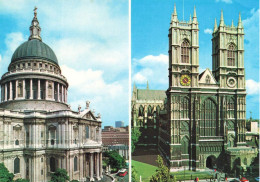 ROYAUME UNI - London - St Paul's Cathedral And Westminster Abbey - Colorisé - Carte Postale - Andere & Zonder Classificatie