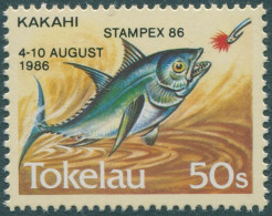 Tokelau 1986 SG114a 50s Fish Stampex Overprint MNH - Tokelau