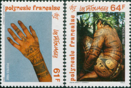 French Polynesia 1992 Sc#597-598,SG647-648 Tattoos Set MNH - Other & Unclassified