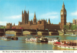 ROYAUME UNI - London -The Houses Of Parliament With Big Ben And Westminster Bridge - Colorisé - Carte Postale - Andere & Zonder Classificatie