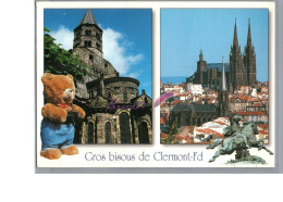 CLERMONT FERRAND 63 - L'Eglise Romane Notre Dame Du Port Humour Un Petit Ours En Peluche Appareil Photo Carte Vierge - Clermont Ferrand