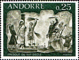 Andorre (F) Poste N** Yv:191 Mi:211 Fresque Du XVIe Siècle La Flagellation - Ungebraucht