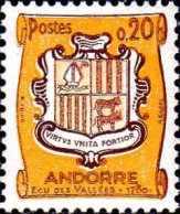 Andorre (F) Poste N** Yv:157 Mi:167 Ecu Des Vallées Virtus Unita Fortior - Ongebruikt