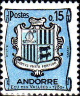 Andorre (F) Poste N** Yv:156 Mi:166 Ecu Des Vallées Virtus Unita Fortior - Nuevos
