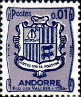 Andorre (F) Poste N** Yv:153A Mi:186 Ecu Des Vallées Virtus Unita Fortior - Ongebruikt