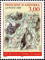 Andorre (F) Poste N** Yv:508 Mi:529 Mapa De La Vall D'Andorra - Ongebruikt